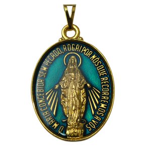 Medalha de Nossa Senhora Das Graças Dourada e Resinada GG