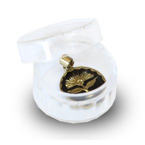Medalha do Divino Espirito Santo Fundo Preto - 15mm
