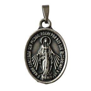 Medalha Nossa Senhora Das Graças Prata Envelhecida M