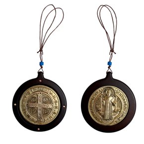 Medalha  São Bento Dourado Madeira - 10 cm