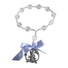 Adorno de Berço Medalha em Inox Fita Roxa - 30 cm 