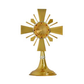 Mini Ostensório Dourado com Detalhe Fosco e Pedraria - 22 cm