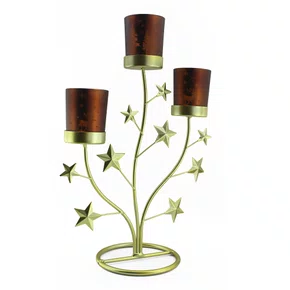 Candelabro Natalino 3 Copos com vela - 31 cm x 21 cm