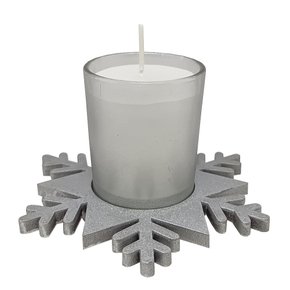 Natal Estrela Vela Vidro Prata 12 cm x 12 cm