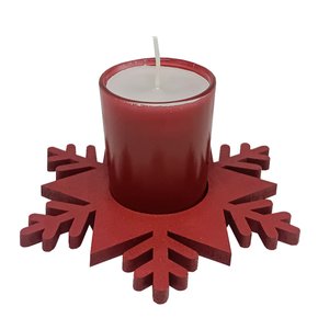 Natal Estrela Vela Vidro Vermelho 12 cm x 12 cm