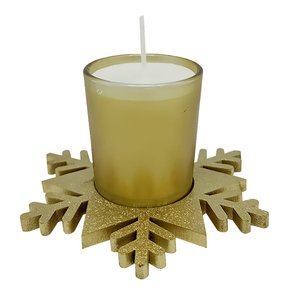 Natal Estrela Vela Vidro Dourado 12 cm x 12 cm