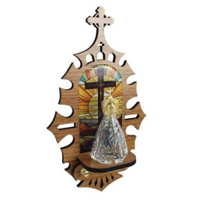 Porta Chave MDF e Porta Água Benta de Nossa Senhora Aparecida - 25 cm x 15 cm