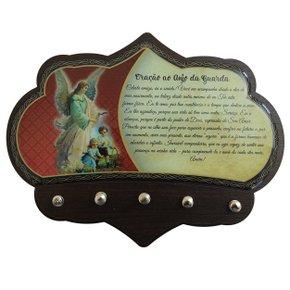 Porta Chaves Anjo da Guarda em MDF Resinado 16 cm