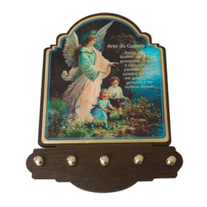 Porta Chaves Anjo da Guarda Modelo Provençal em MDF Resinado 21 cm