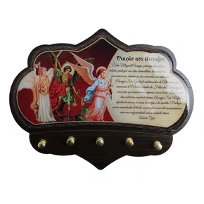Porta Chaves Arcanjos em MDF Resinado 16 cm