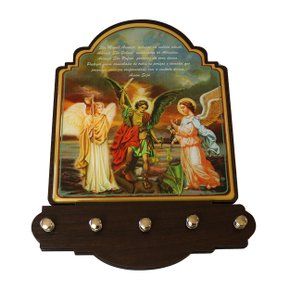 Porta Chaves Arcanjos Modelo Provençal em MDF Resinado 21 cm