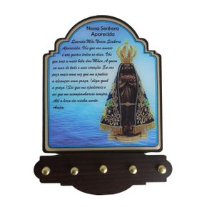 Porta Chaves Nossa Senhora Aparecida Modelo Provençal em MDF Resinado 21 cm