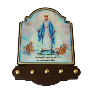 Porta Chaves Nossa Senhora das Graças Modelo Provençal em MDF Resinado 21 cm