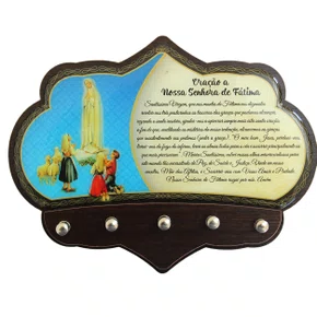 Porta Chaves Nossa Senhora de Fátima em MDF Resinado - 16 cm