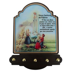 Porta Chaves Nossa Senhora de Fátima Modelo Provençal em MDF Resinado - 21cm