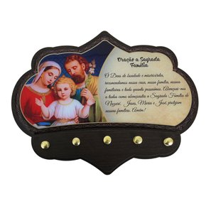 Porta Chaves Sagrada Família em MDF Resinado 16cm