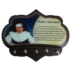 Porta Chaves Santa Dulce dos Pobres em MDF Resinado - 16cm
