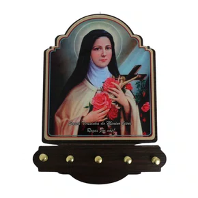 Porta Chaves Santa Teresinha Modelo Provençal em MDF Resinado - 21 cm