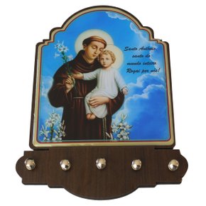 Porta Chaves Santo Antônio Modelo Provençal em MDF Resinado 21 cm