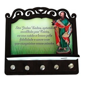 Porta Chaves São Judas Tadeu 3D Madeira Resinada - 18cm