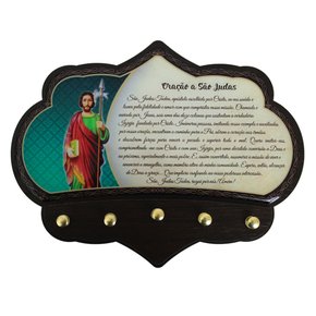 Porta Chaves São Judas Tadeu em MDF Resinado 16 cm