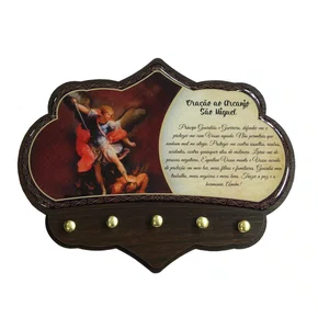 Porta Chaves São Miguel Arcanjo em MDF Resinado - 16 cm