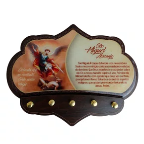 Porta Chaves São Miguel Arcanjo em MDF Resinado - 16 cm