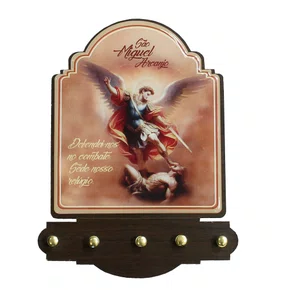 Porta Chaves São Miguel Arcanjo Modelo Provençal em MDF Resinado - 21 cm