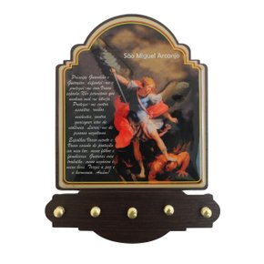 Porta Chaves São Miguel Arcanjo Modelo Provençal em MDF Resinado 21 cm