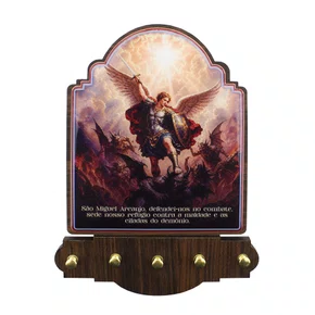 Porta Chaves São Miguel Arcanjo Modelo Provençal em MDF Resinado - 21 cm