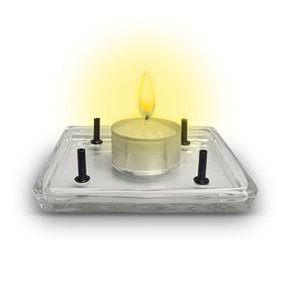 Porta Incenso Quadrado Vidro Quatro Pinos e Vela Rechô Branca - 10 cm