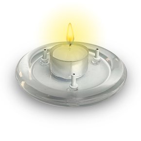 Porta Incenso Vidro Redondo Três Pinos e  Vela Rechô Branca - 11 cm