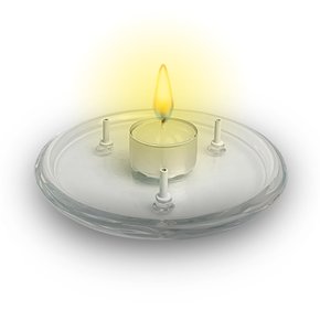 Porta Incenso Vidro Redondo Três Pinos e  Vela Rechô Branca  - 14 cm