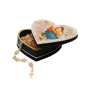 Porta Terço Dia das Mães Formato de Coração em MDF 8cm  (Não Acompanha o Terço)