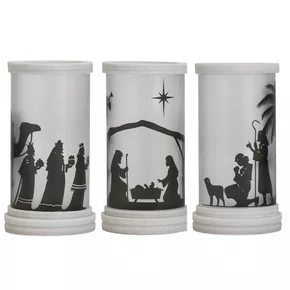 Porta Velas Cenário Nascimento Menino Jesus - 18 cm