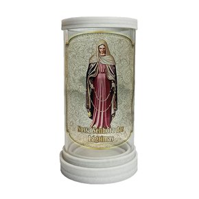 Porta Vela de Vidro Base em Mármore de Nossa Senhora das Lágrimas - 18 cm