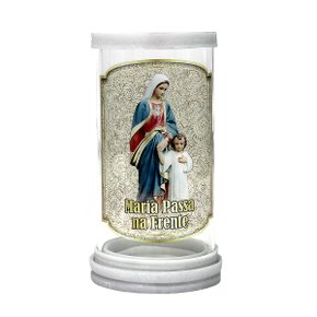Porta Vela em Vidro e Mármore Maria Passa na Frente - 18cm