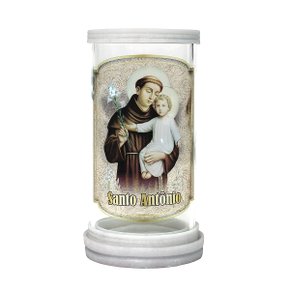 Porta Vela em Vidro e Mármore Santo Antônio - 18cm