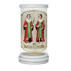 Porta Vela em Vidro e Mármore São Cosme e Damião - 18cm