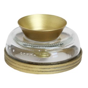 Porta Vela Vidro Duplo Vela Palito e Rechô Dourado - 4,5 Cm