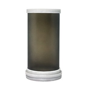 Porta Vela Vidro Fumê  Jateado Base Mármore