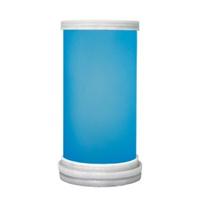 Porta Vela Vidro Jateado Azul Base Mármore