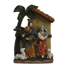 Presépio de Resina Importada Sagrada Família Sentada Areia - 20 cm