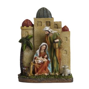 Presépio de Resina Importado Sagrada Família com Camelo e Carneiro - 21 cm