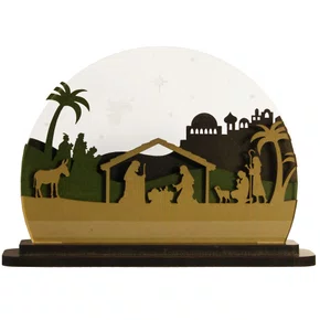 Presépio Decorativo em MDF com Acrílico 14 x 19 x 6 cm