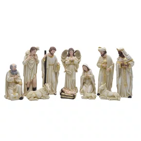 Presépio Importado Creme de Resina 11 Peças - 90 cm