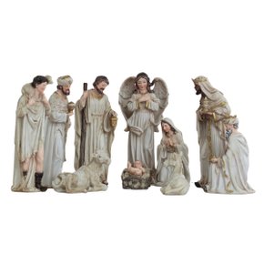 Presépio Importado de Resina Pintura Marfim 11 Peças - 20 cm