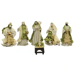 Presépio Importado de Resina Tecido Verde 6 Peças - 40 cm