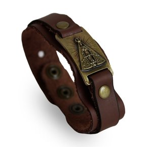 Pulseira de Couro Marrom Nossa Senhora Aparecida - Unissex
