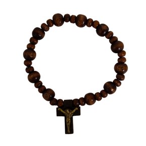 Pulseira Cristo Madeira Marrom - 8 Mm